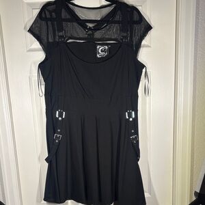 Killstar Alt Black Dress with Buckle Accents